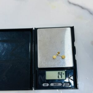 18K Gold Frosted Button Stud Earrings (1.4g)