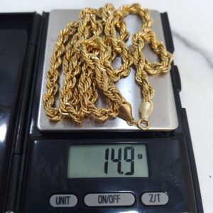 18K Gold Twisted Chain Necklace (14.9g, 28 inches)