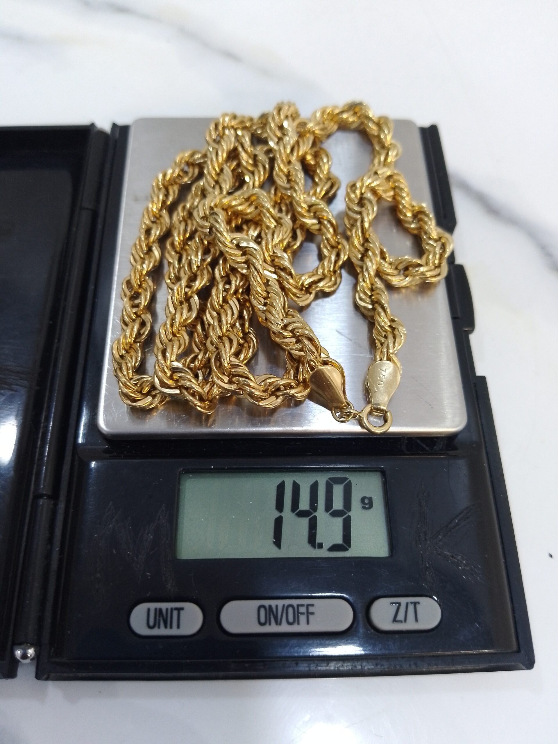 18K Gold Twisted Chain Necklace (14.9g, 28 inches)