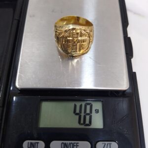 18K Gold Cross Signet Ring (4.8g)