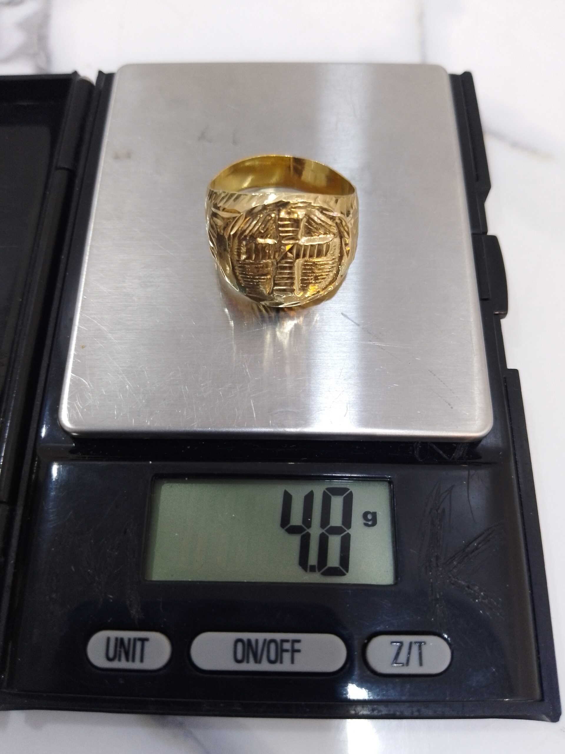 18K Gold Cross Signet Ring (4.8g)