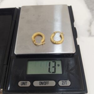 18K Gold Textured Twist Hoop Earrings (1.3g)