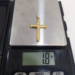 18K Gold Classic Tubular Cross Pendant (1.8g)
