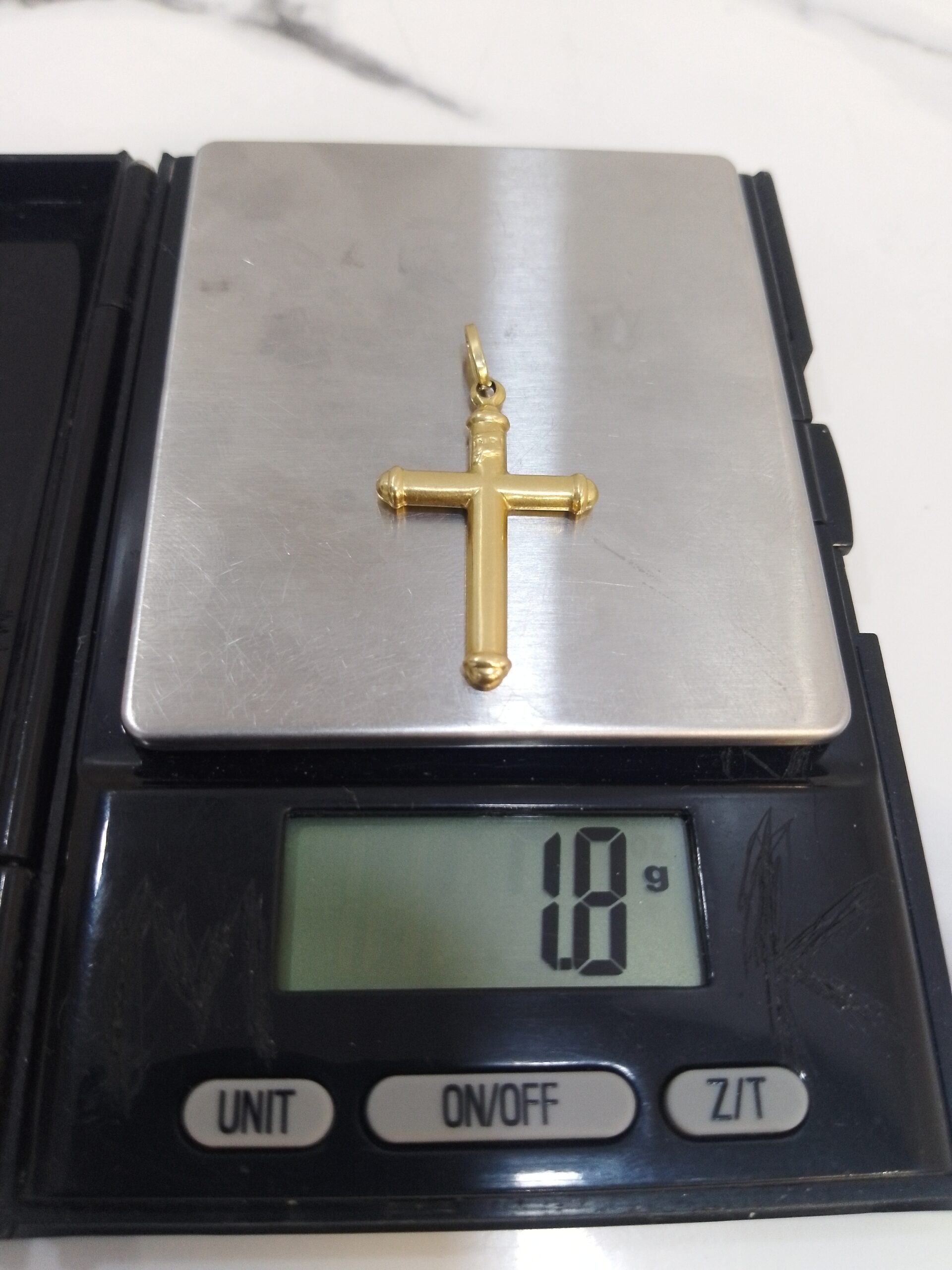 18K Gold Classic Tubular Cross Pendant (1.8g)