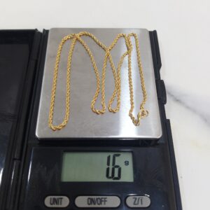 18K Gold twisted Chain Necklace (1.6g, 20-Inch, ~1.5mm)