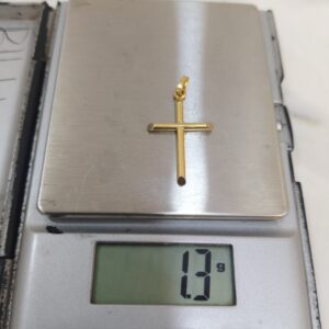 18K Gold Tubular Cross Pendant (1.3g)