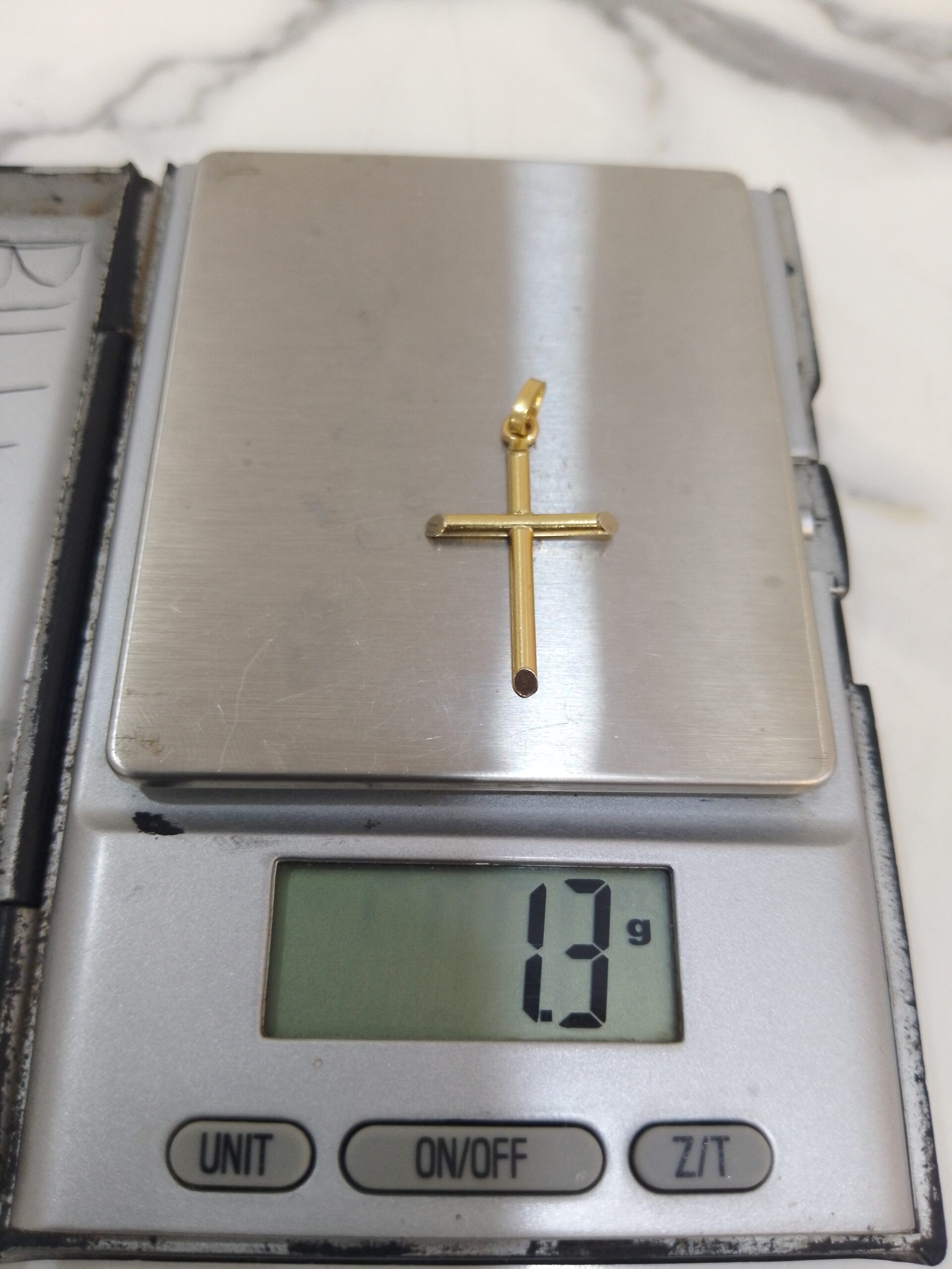 18K Gold Tubular Cross Pendant (1.3g)