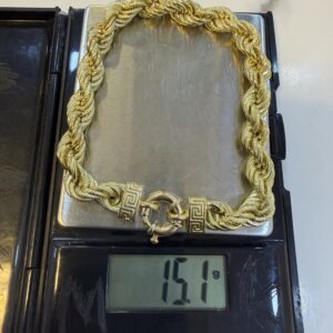 18 Karat Gold Twisted Hand Chain/ Bracelet (15.1g)